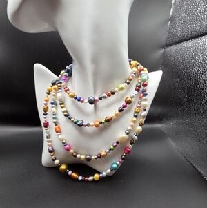 Endless Multicolor Pearl Necklace. 60" Long.